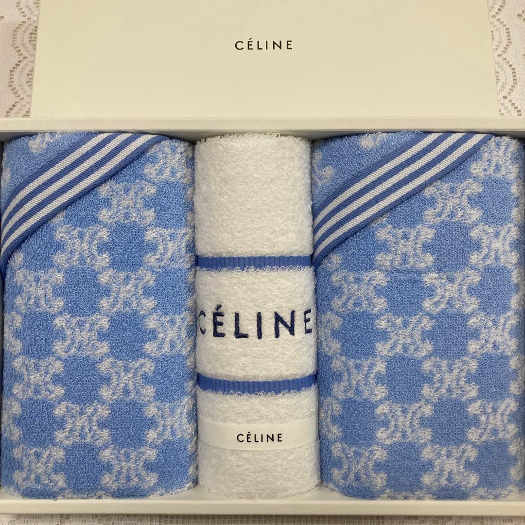 セリーヌ タオル 希少1点のみ:セリーヌCELINEビーチタオル ロゴ入り