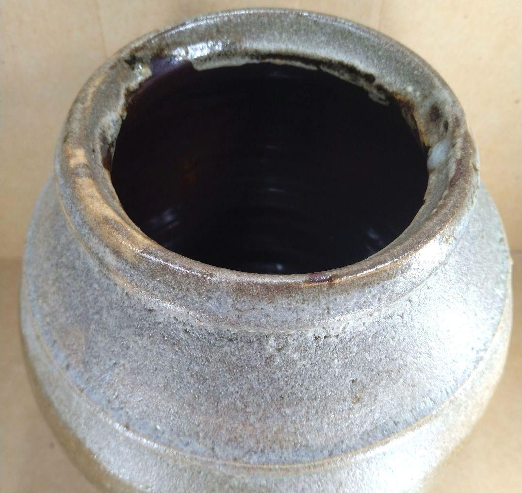 人間国宝 濱田庄司(浜田庄司) 掛分肩紐花瓶【濱田友緒識箱】