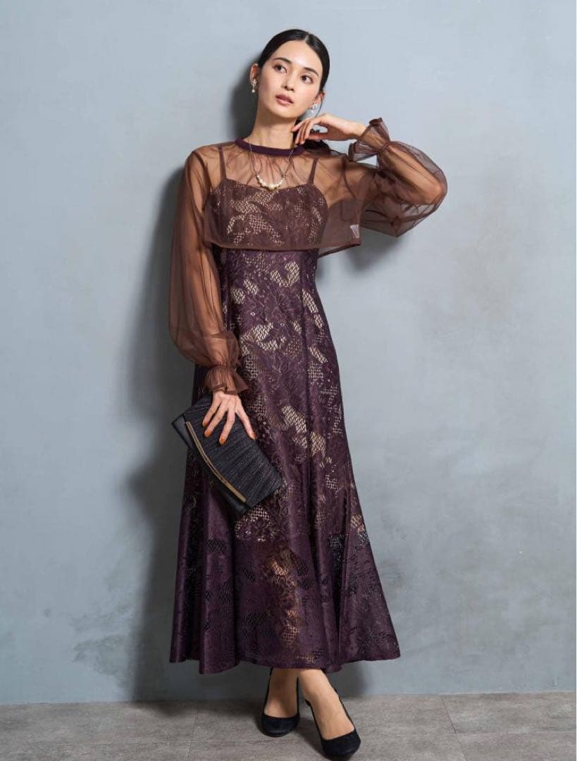 美品】ドリードール シフォン チュール レースワンピース オケージョン