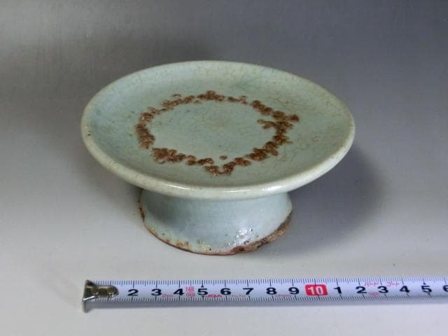 杯台■李朝後期 祭器壷 中国古玩 貫入青磁 馬上杯 酒杯台 時代物 骨董■