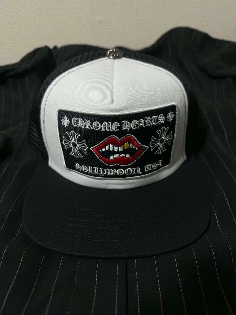 クロムハーツ チョンパー ハリウッド トラッカーハット ブラック/ホワイト CHROME HEARTS (クロムハーツ) トラッカーキャップ チョンパー