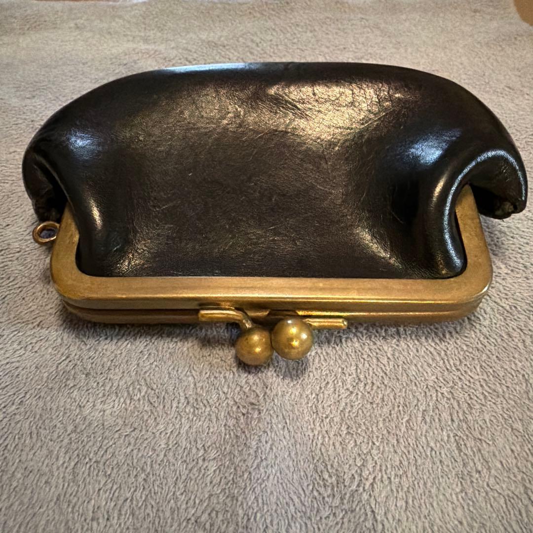 N25 黒のレザーがま口財布 Sサイズ