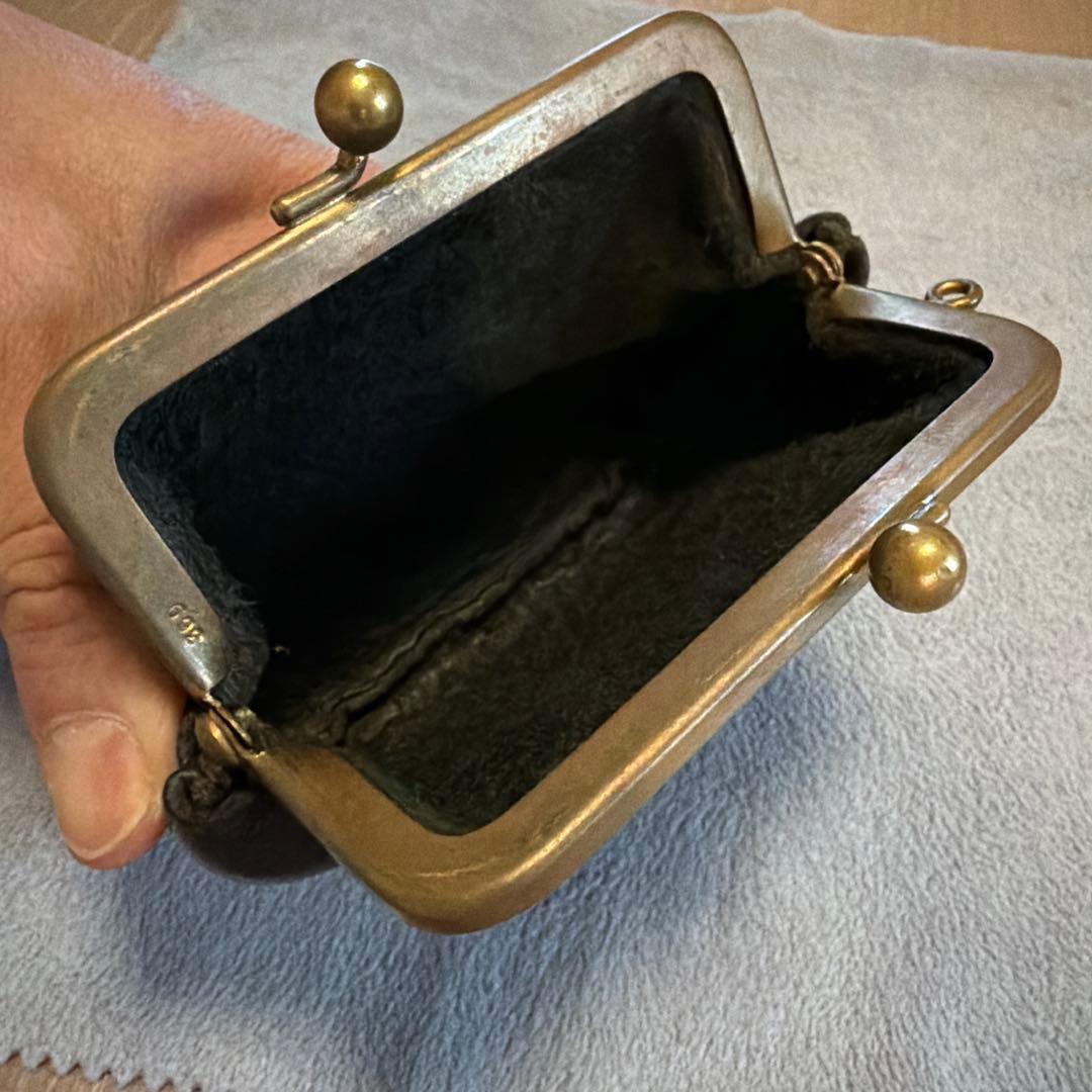 N25 黒のレザーがま口財布 Sサイズ