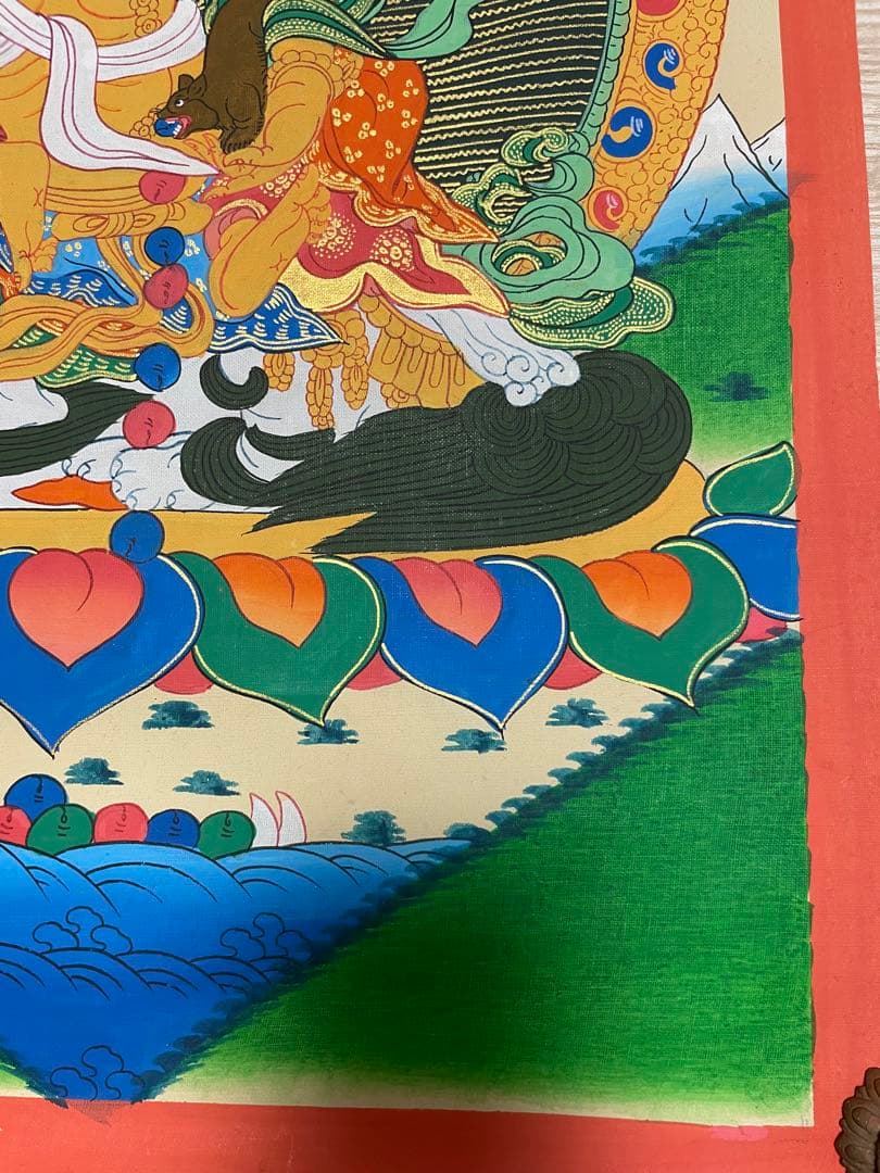 《 チベット密教　1点物 》 手描き　曼荼羅　クベラ　財宝神　宝蔵神　仏教　密教