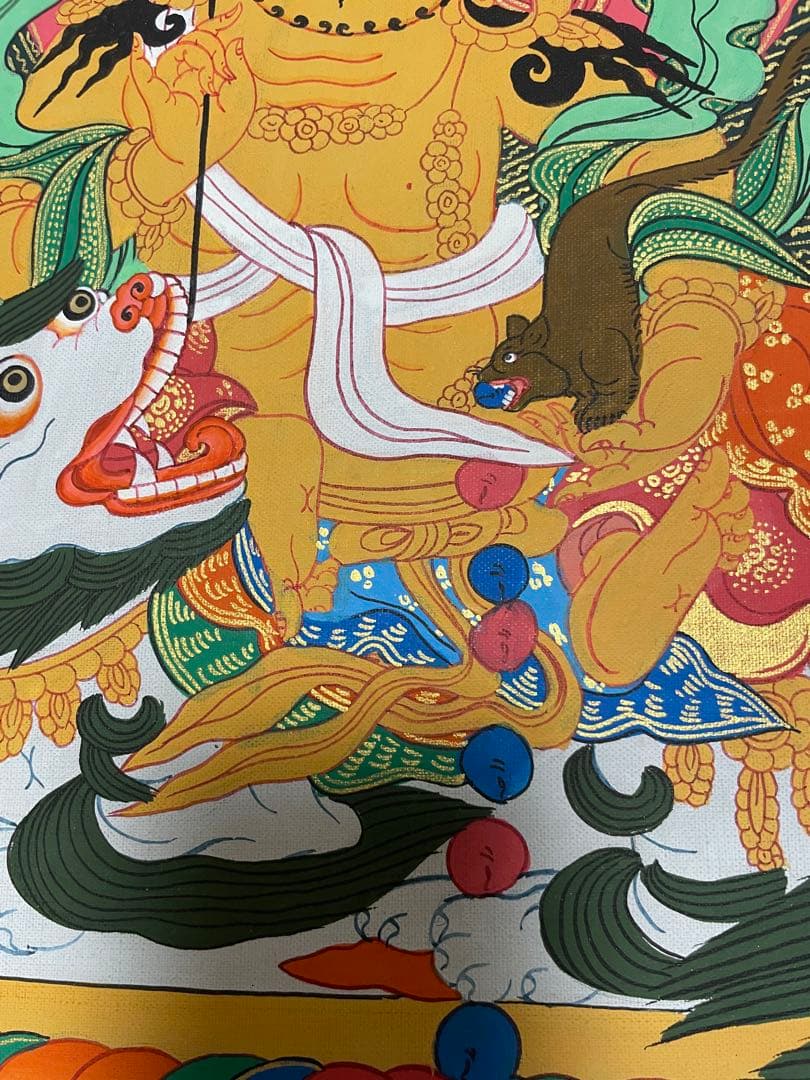 《 チベット密教　1点物 》 手描き　曼荼羅　クベラ　財宝神　宝蔵神　仏教　密教