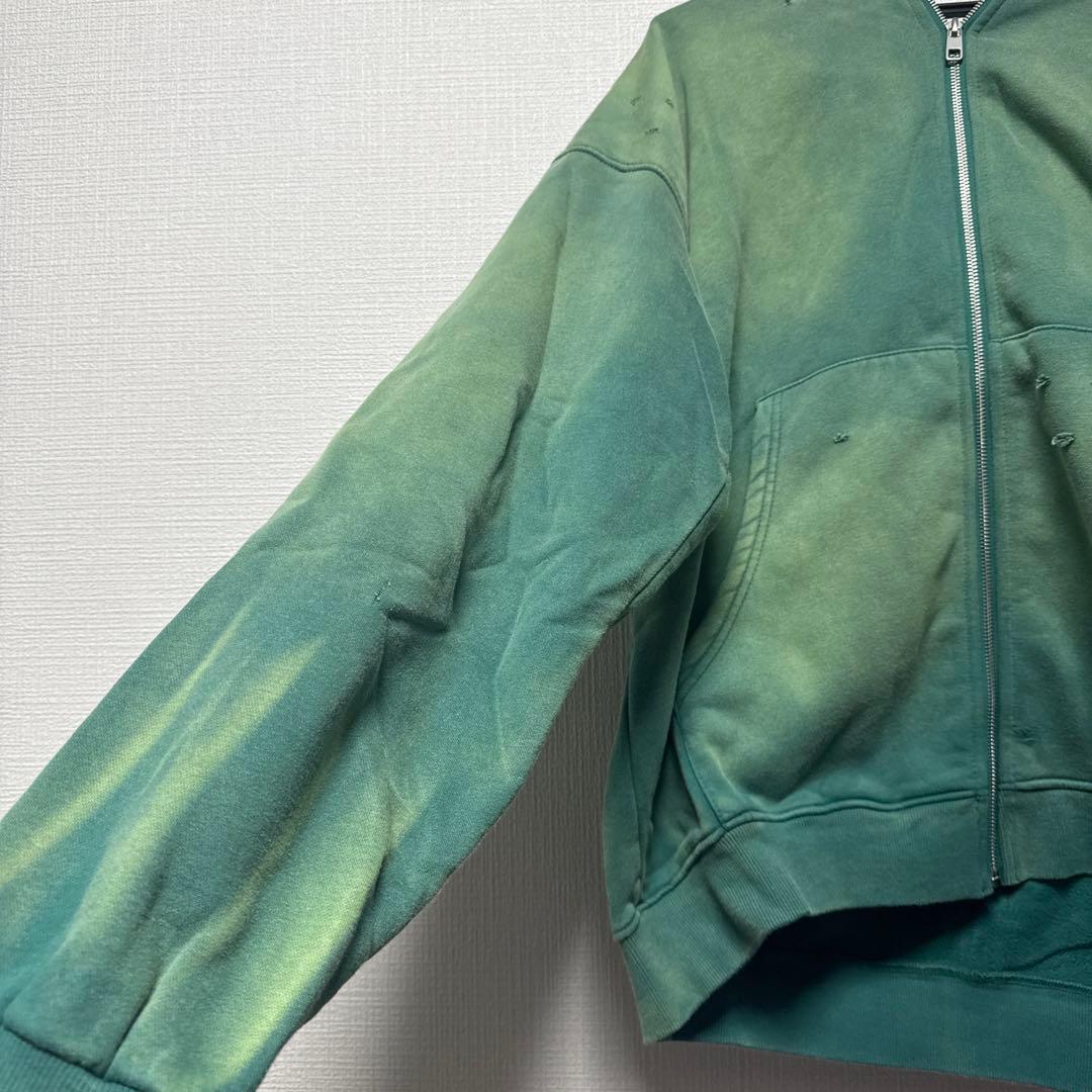 翌日発送　セントマイケル グラデーショングリーン ジップアップ フーディー