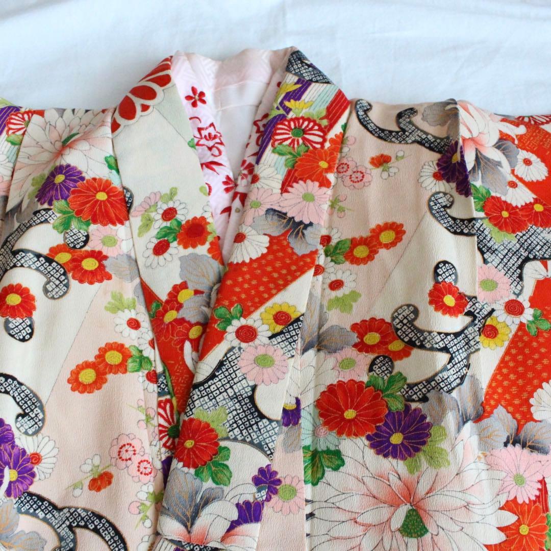 七五三 7歳 女の子 子供 アンティーク 着物 帯 セット