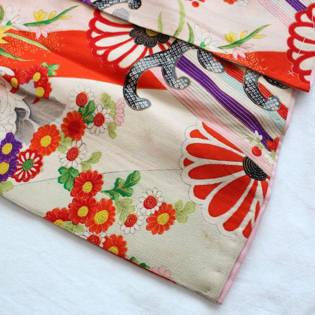 七五三 7歳 女の子 子供 アンティーク 着物 帯 セット