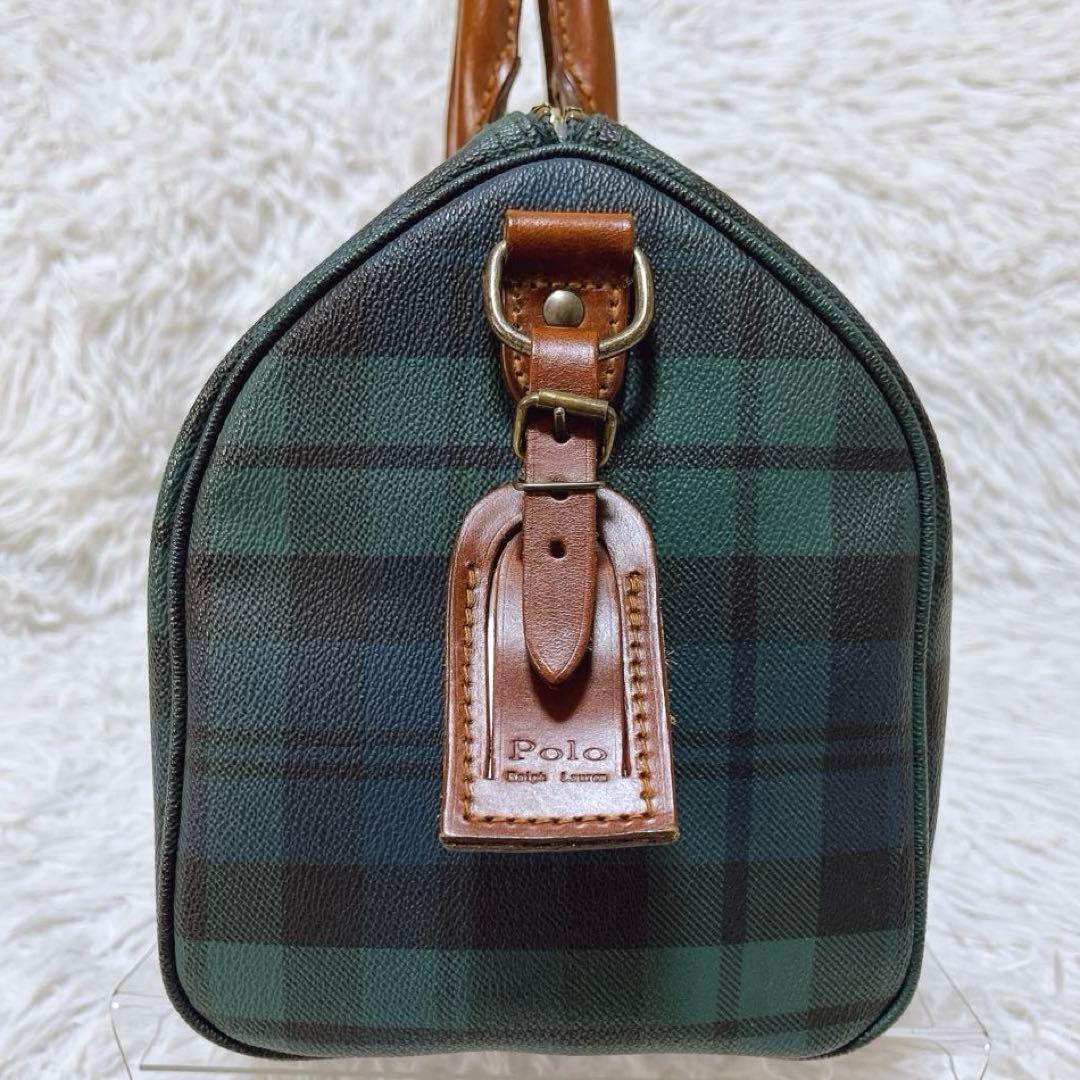 ポロラルフローレン ミニボストンバッグ ブラックチェック柄 ハンドバッグ