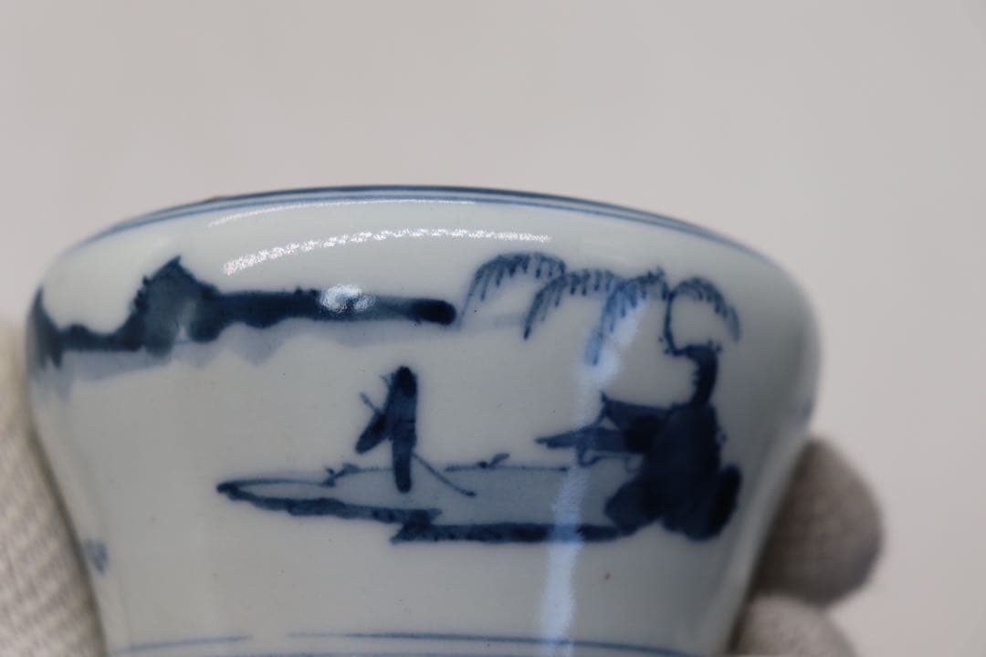 染付　水滴　山水紋　大明成化年製銘　送料込み250118