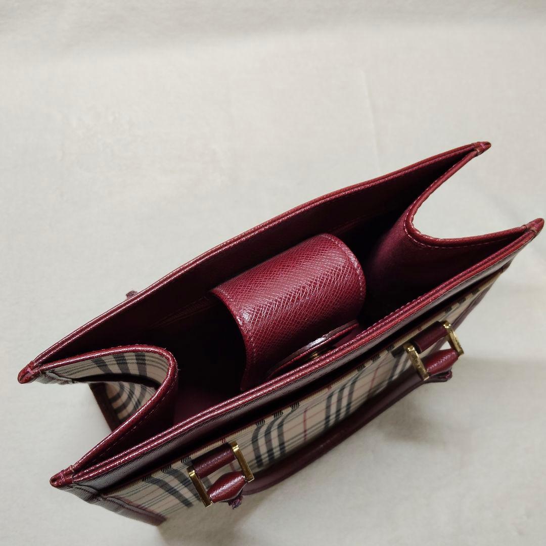 高級 バーバリー サフィアーノレザー ノバチェック ハンドバック