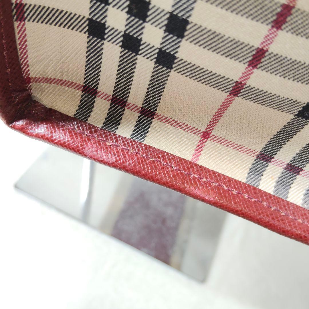 高級 バーバリー サフィアーノレザー ノバチェック ハンドバック