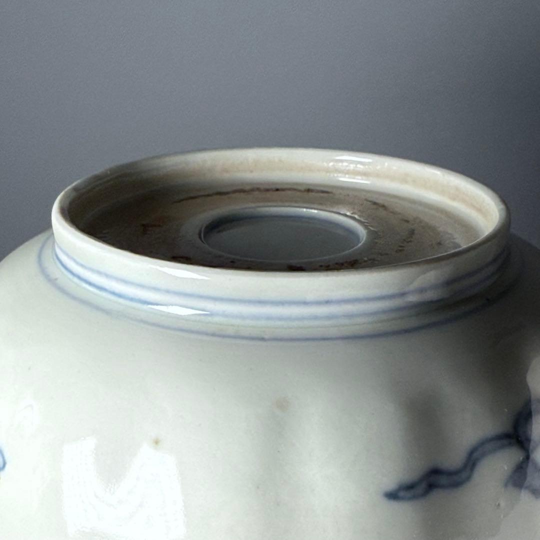 豪商旧蔵品 明治期 色絵鯉千鳥文膾皿 金蘭手 二十