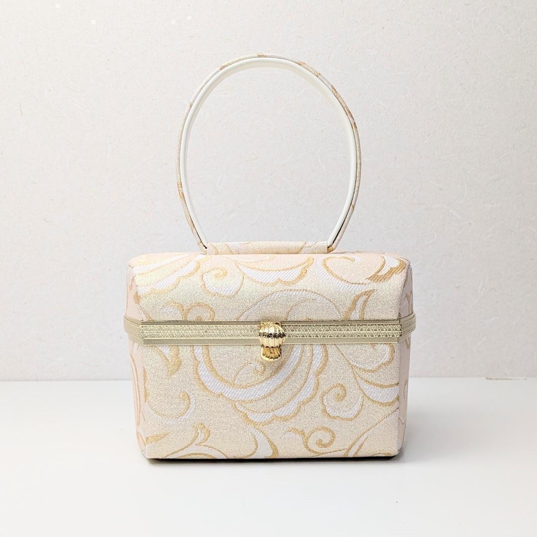 和装 草履 バッグ セット ゴールド 白 帯地 フリーサイズ u71-2
