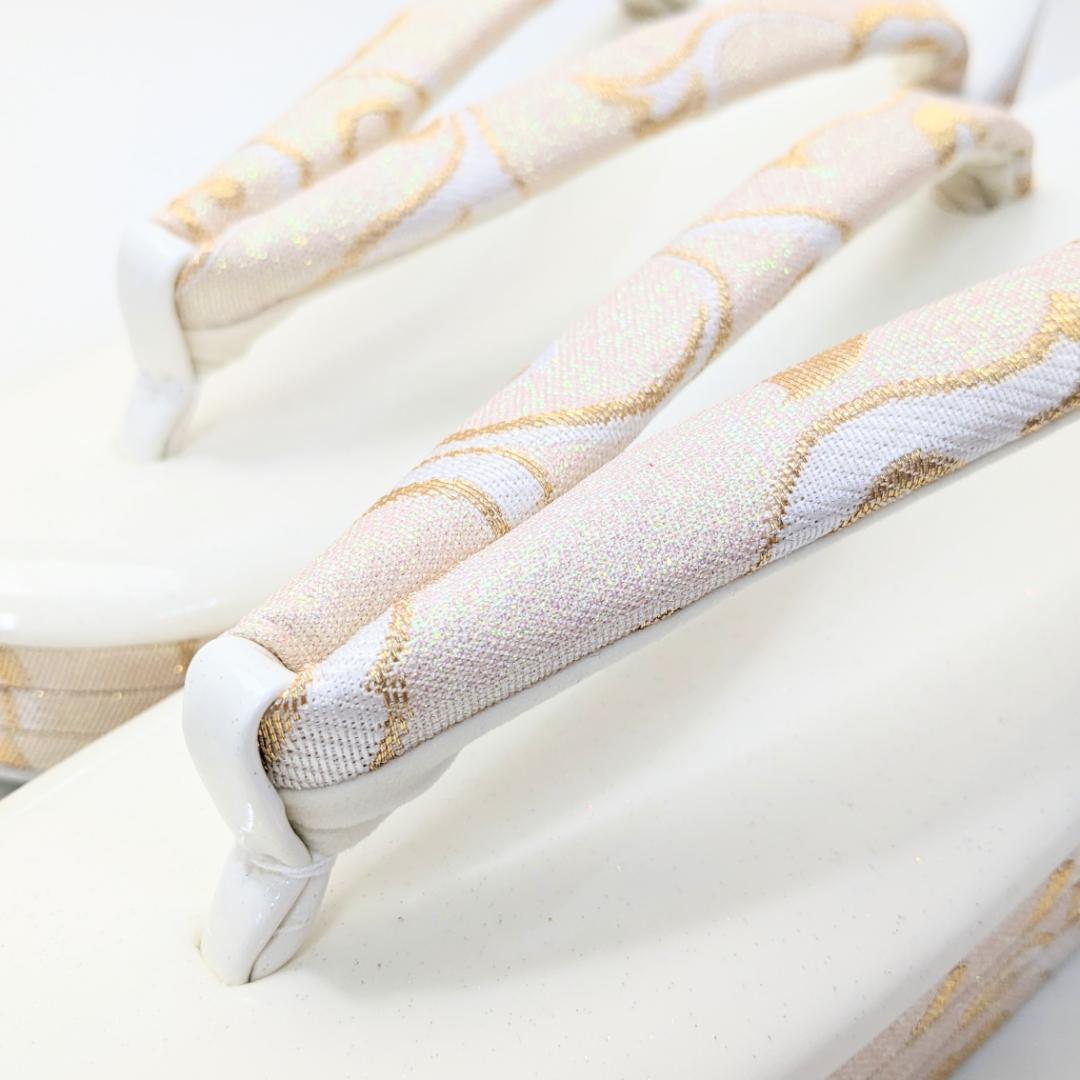 和装 草履 バッグ セット ゴールド 白 帯地 フリーサイズ u71-2