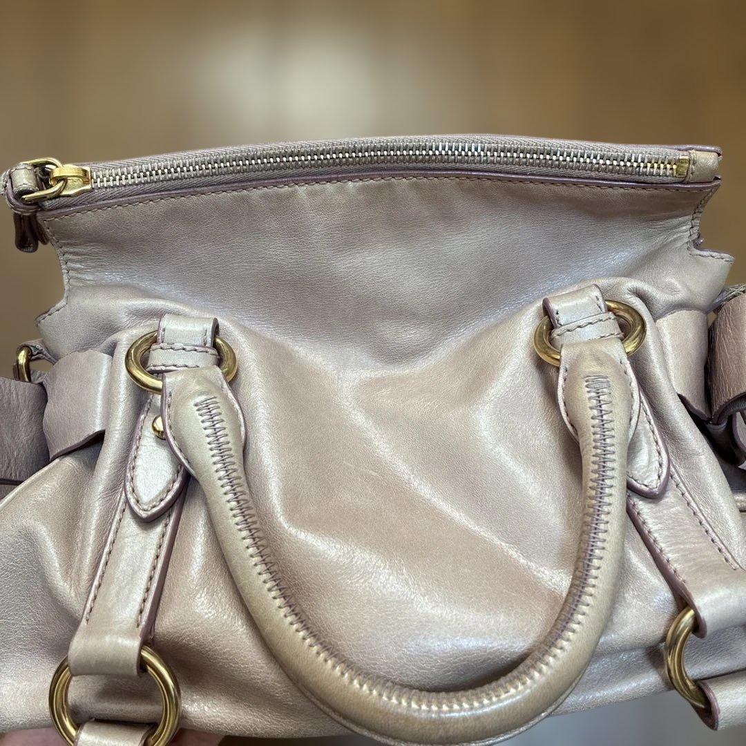 MIU MIU ミュウミュウ　2wayバッグ サイドリボン　くすみピンク