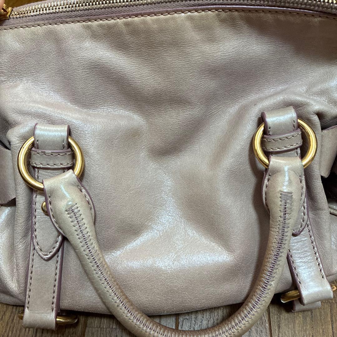 MIU MIU ミュウミュウ　2wayバッグ サイドリボン　くすみピンク