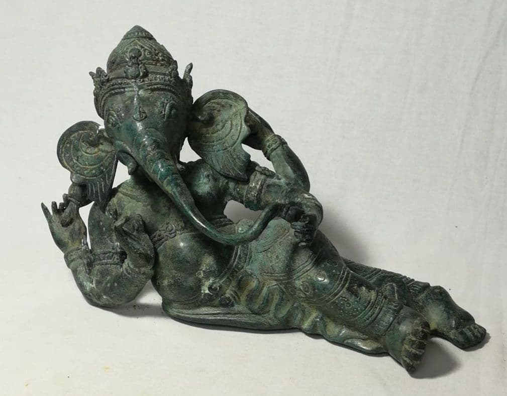 古銅 ガネーシャ 涅槃像 神