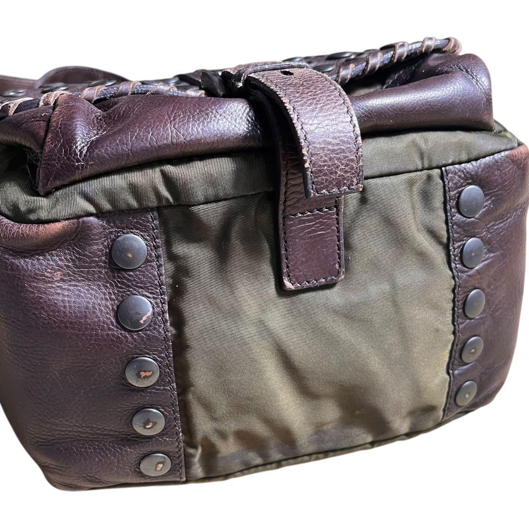 希少　archive PRADA スタッズ　ナイロン　レザー　ショルダーバッグ