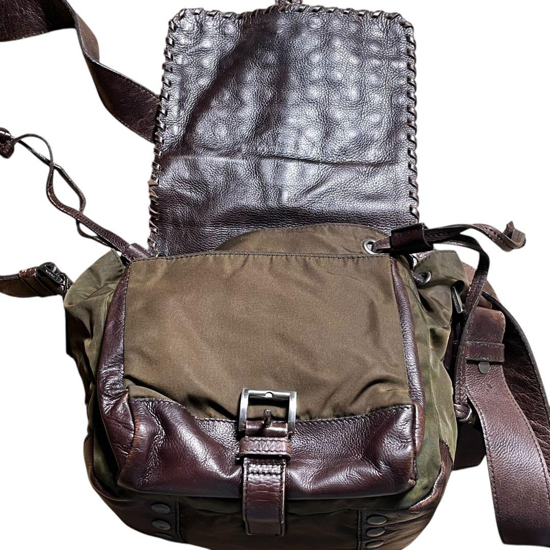 希少　archive PRADA スタッズ　ナイロン　レザー　ショルダーバッグ