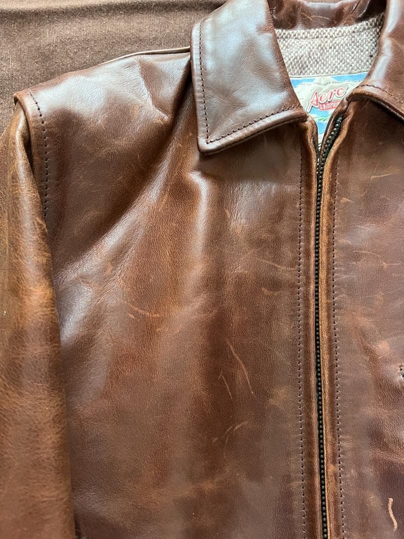 AERO LEATHER エアロレザー ハーフベルト ブラウン34 アウト エアロ