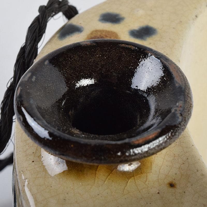 沖縄 琉球焼 壺屋焼 小橋川製陶所 仁王窯造 花文 抱瓶 共箱 C 8899