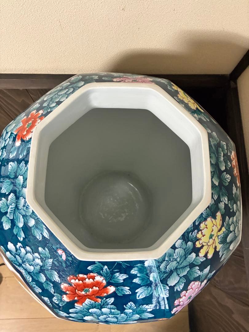 有田焼 特大 染付 牡丹孔雀図 飾壷 光右衛門作 三段壷 置物　約100cm