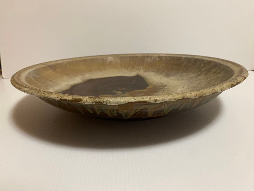 小岱焼 小代焼 岱平 大皿 皿陶芸 美術 約44cm 美術品・アンティーク・