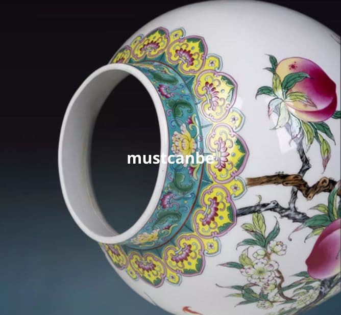 パステル九桃将軍缶 貯蔵物缶 景徳鎮 陶磁器装飾品 現代工芸