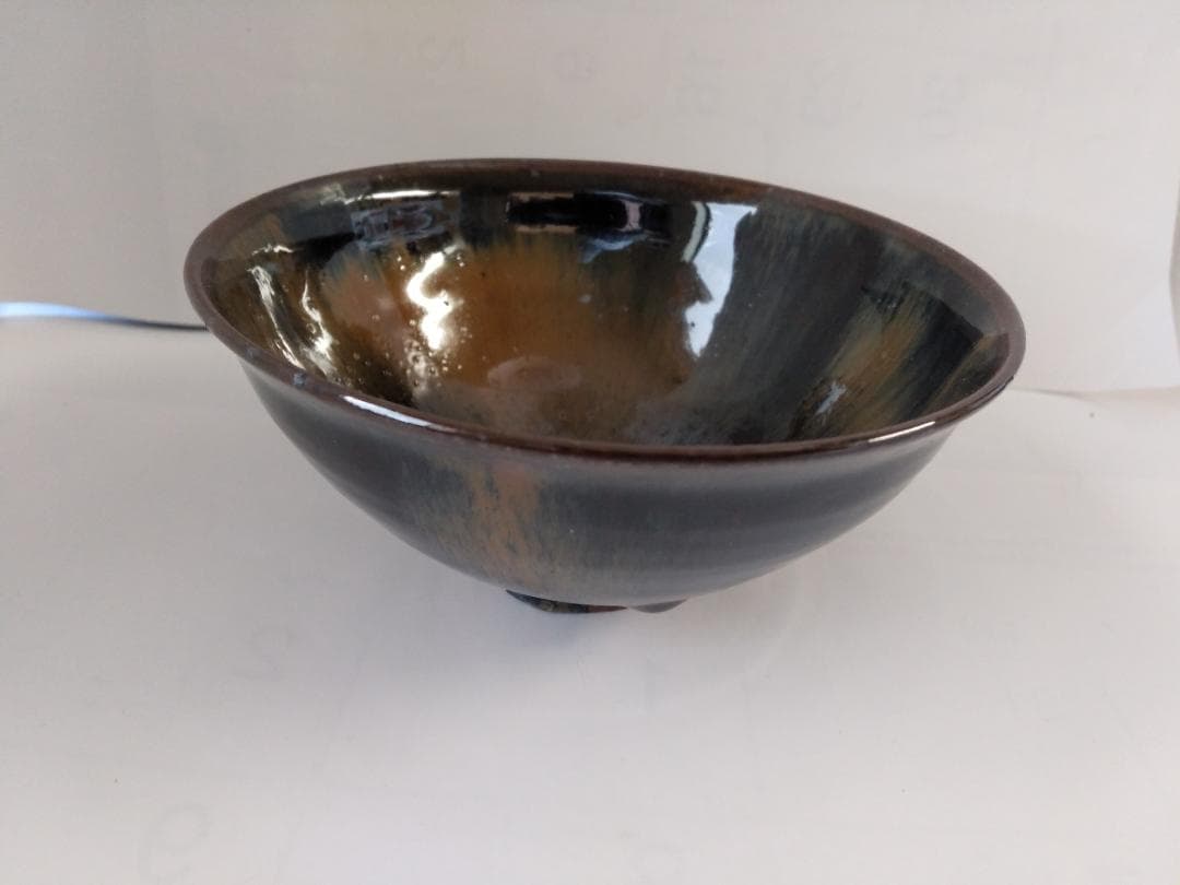 紀州焼 葵窯 寒川栖豊 作 天目形 茶碗 共箱 共布 栞 茶器 抹茶碗 新品