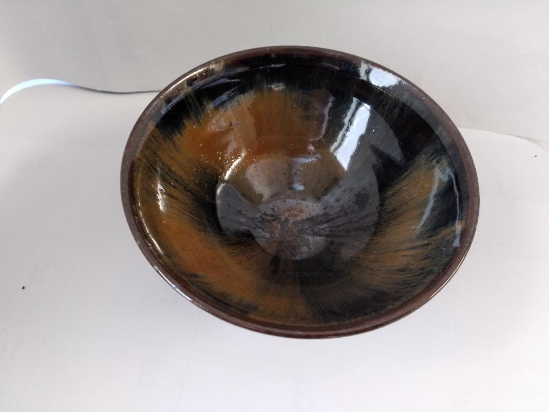 紀州焼 葵窯 寒川栖豊 作 天目形 茶碗 共箱 共布 栞 茶器 抹茶碗 新品