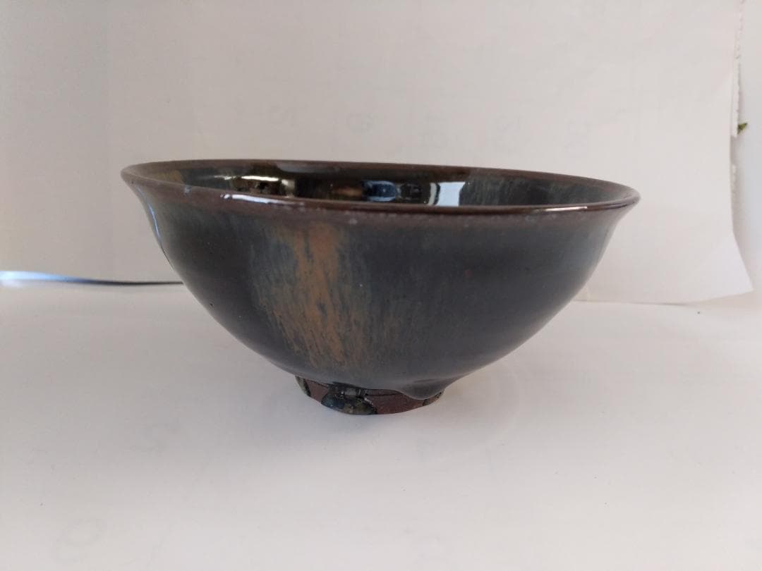 紀州焼 葵窯 寒川栖豊 作 天目形 茶碗 共箱 共布 栞 茶器 抹茶碗 新品