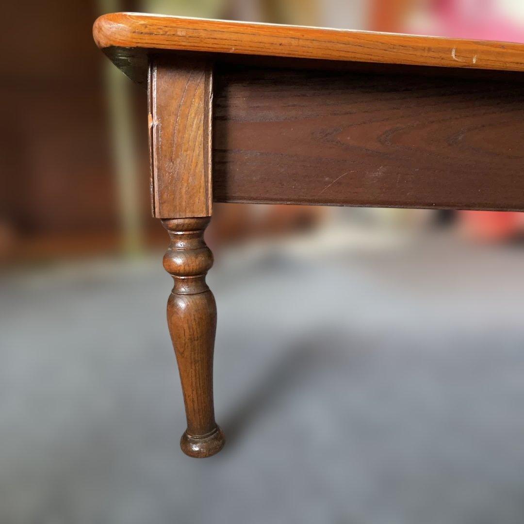 年代物 欅一枚板 文机 ダークブラウン 2引き出し 年代物 欅一