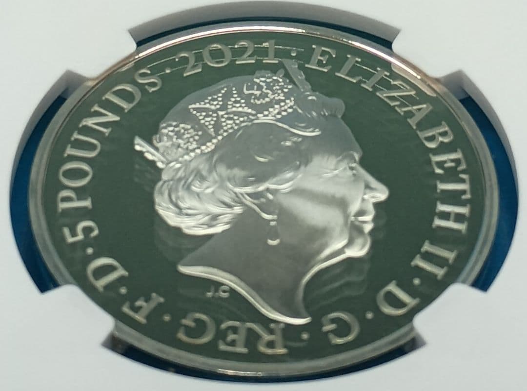 最高鑑定】イギリス 2021年 エリザべス 2世 女王 生誕 95 周年 5ポンド