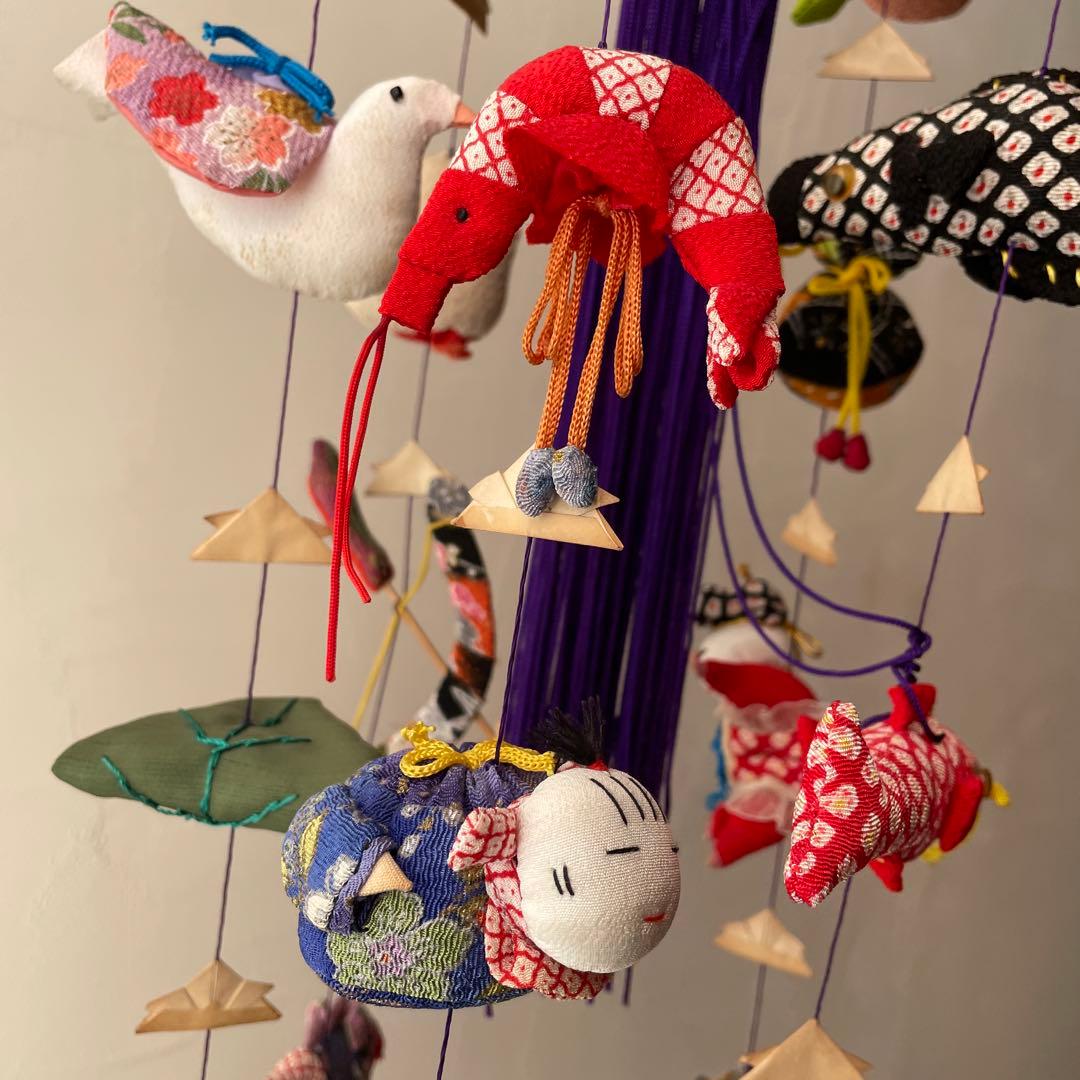 木製　吊り下げスタンド付き　ちりめん細工　吊るし雛　端午の節句　子どもの日