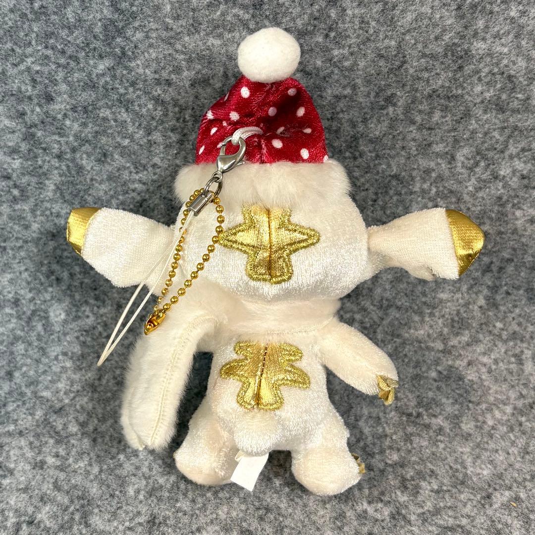 スティッチ クリスマス ぬいぐるみ マスコット ストラップ ホワイト ゴールド