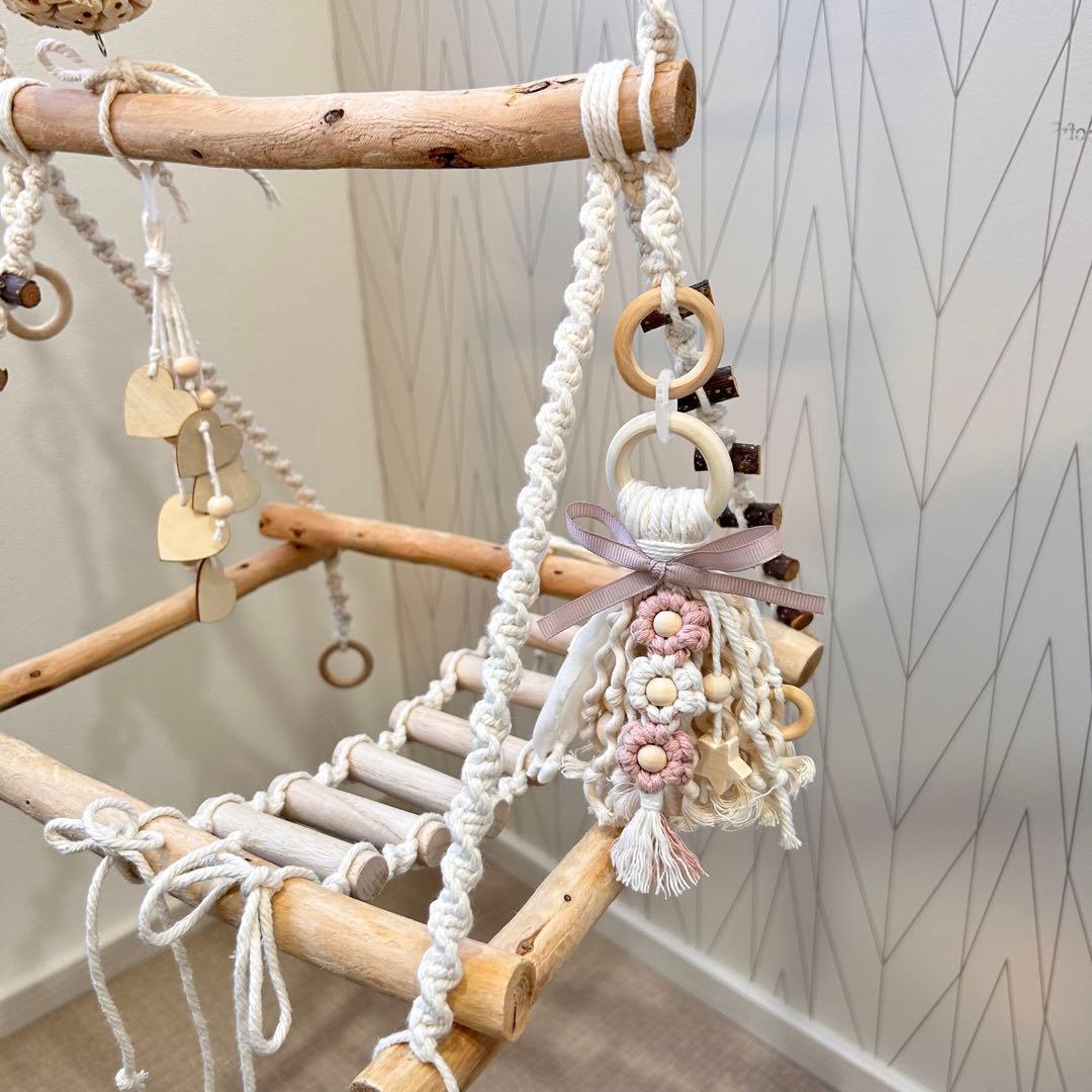 157 流木バードアスレチック 吊り下げ式バードジムバードトイ