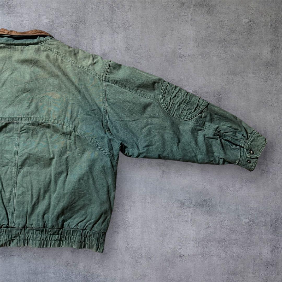 2305古着90年代WOODSMANダックジャケット短丈レザー鬼フェード雰囲気系