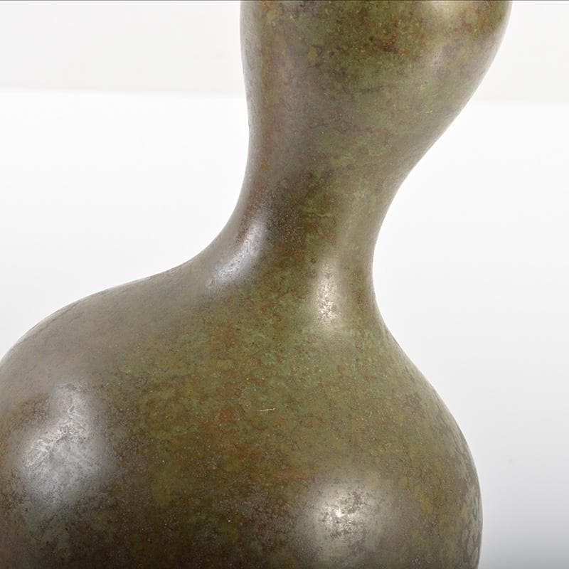 金工師　四世　一ノ瀬宗辰作　胡銅　立瓢花入　共箱　C　5605