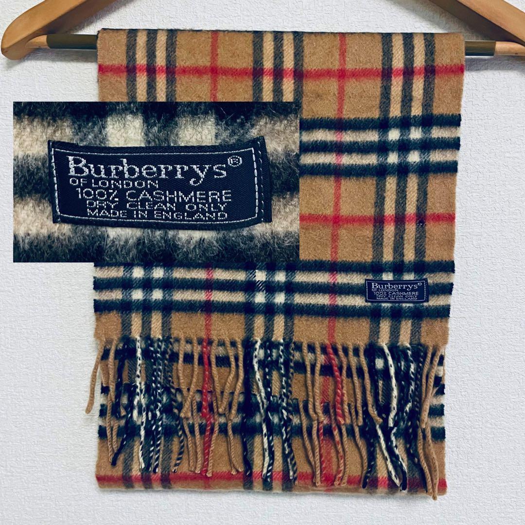 訳ありBurberrys 100%カシミヤ マフラー チェック柄 - メルカリ