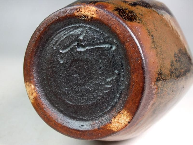 ☆ 利茶土ミルグリム 作 瀬戸釉六角花入 共箱 B2