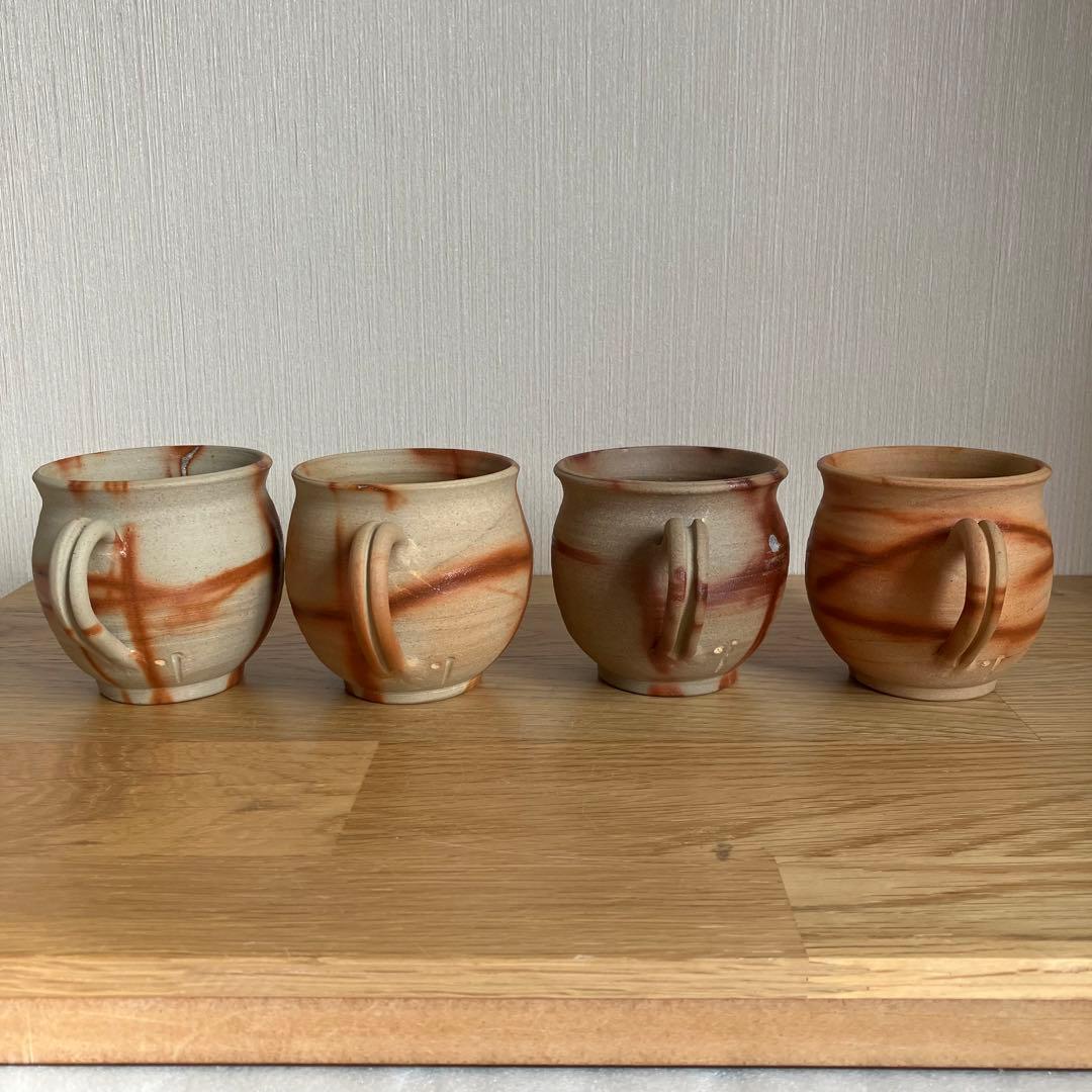 備前焼 カップ&ソーサー 4組 火襷