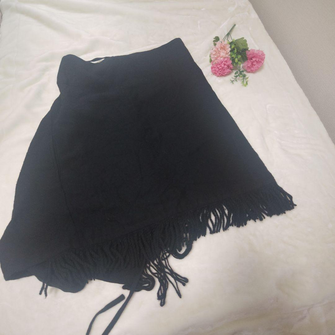 【入手困難☆オシャレ☆LIMI feu】黒　変形　ラップスカート　サイズS