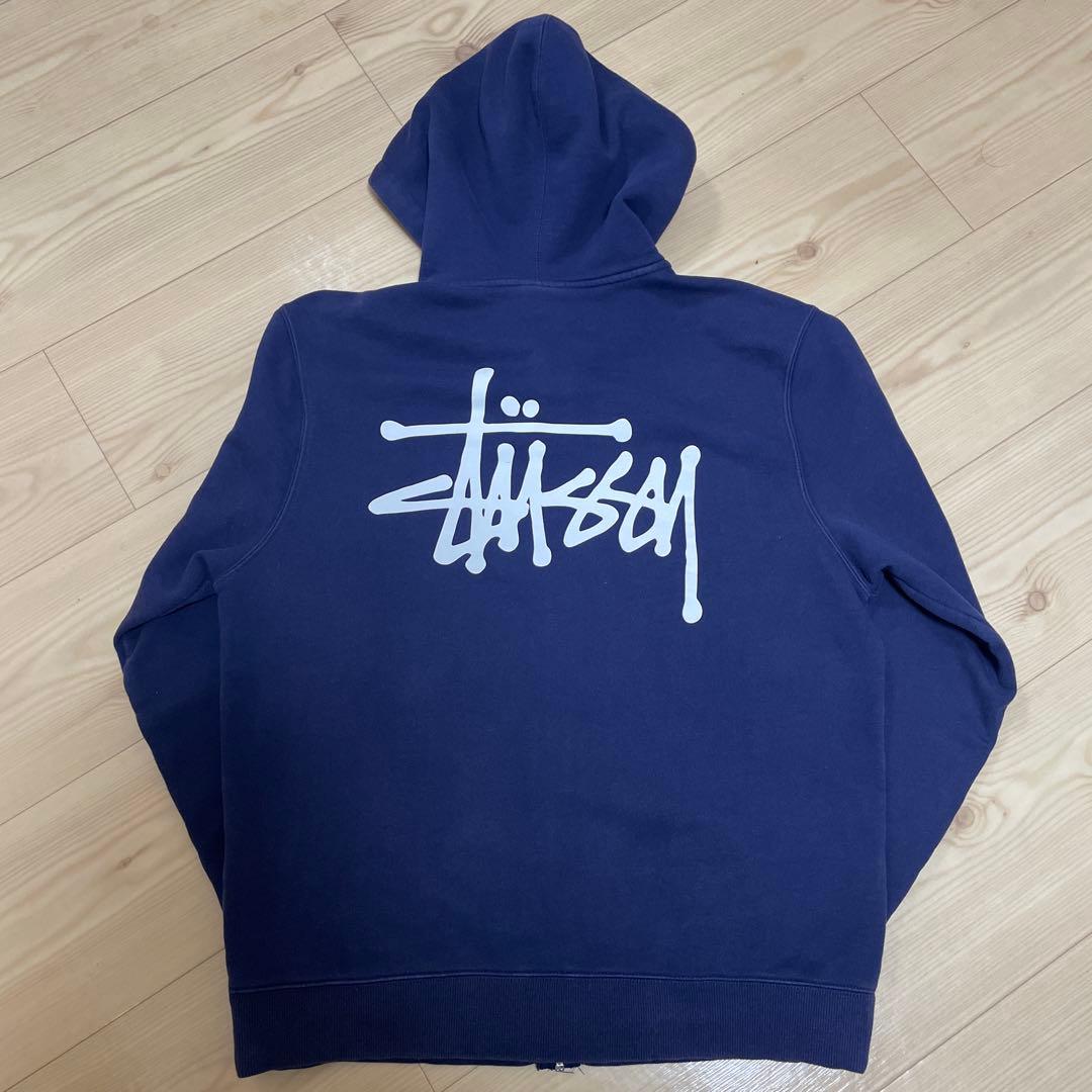 stussy ジップ　パーカー　ネイビー　ナス紺