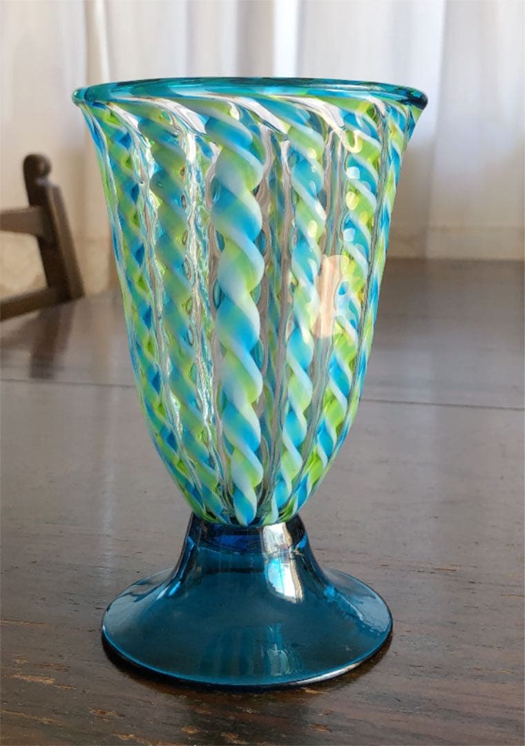 ベネチアングラスSegusoアートグラス フラワーベースヴィンテージ未使用品