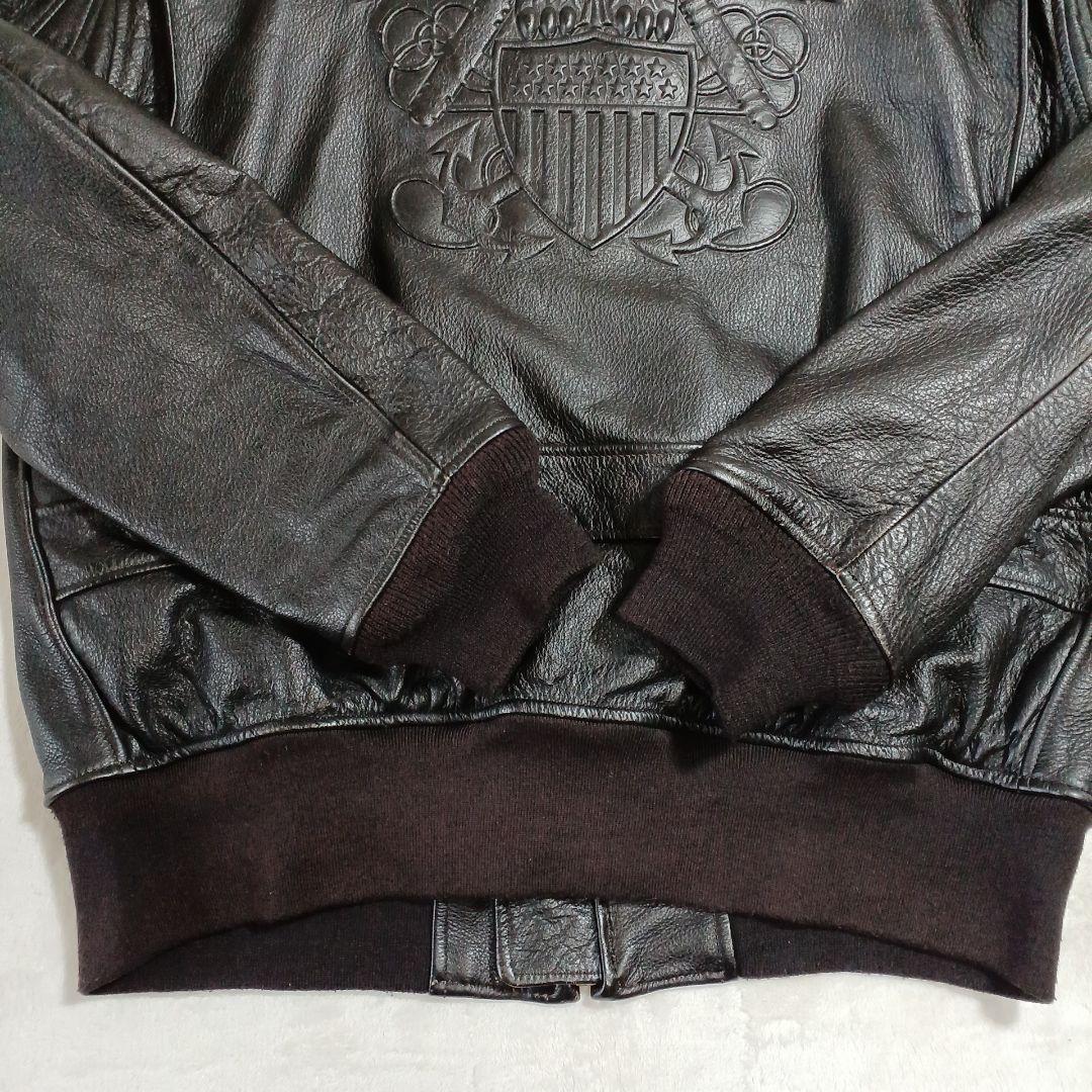 美品 MORGAN G-1NAVYエンボスジャケット 焦茶 L