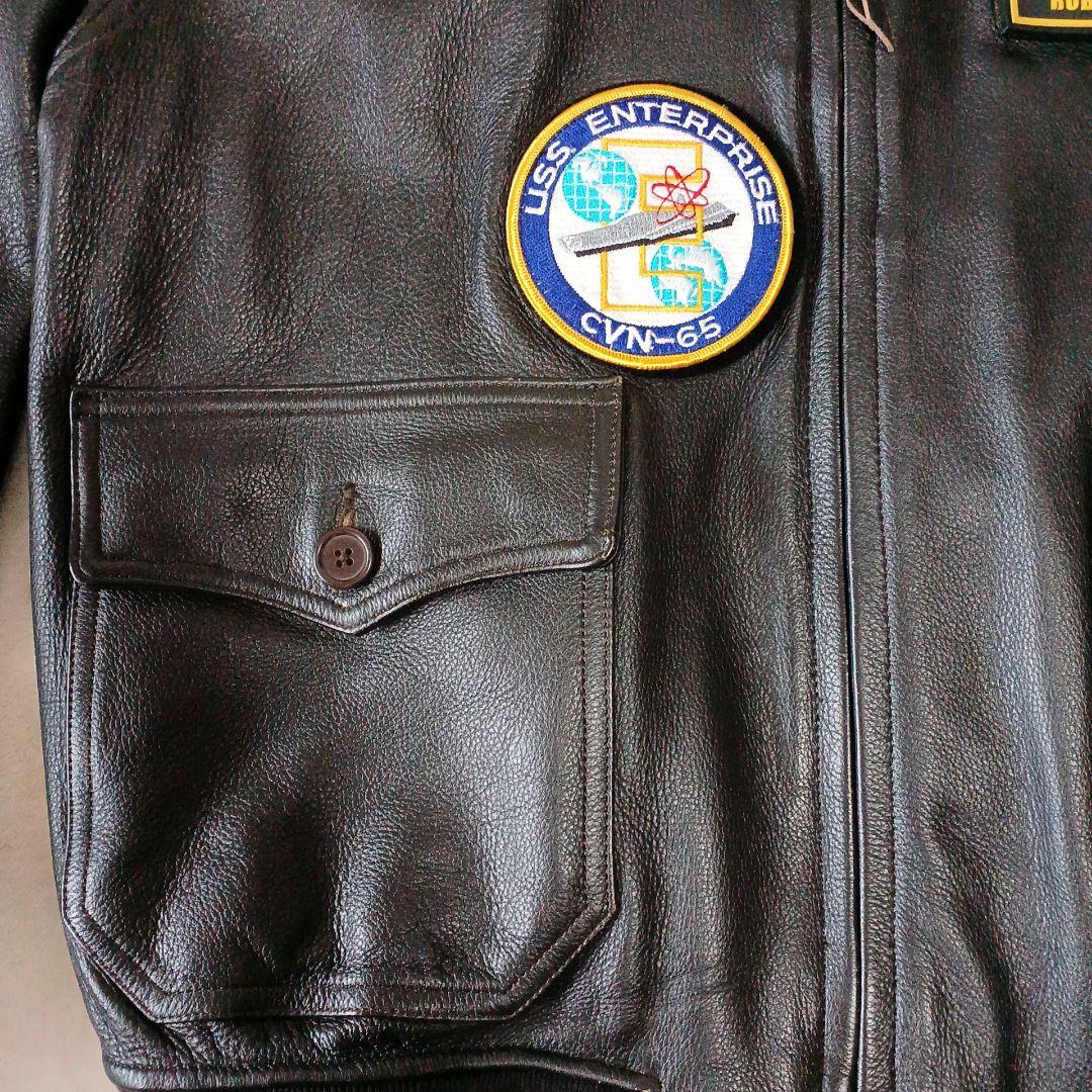 美品 MORGAN G-1NAVYエンボスジャケット 焦茶 L