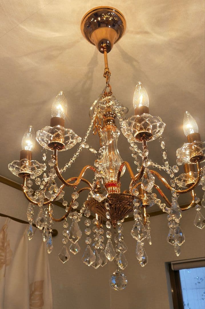クリスタルガラス シャンデリア 8灯 ピンクゴールド 8灯シャンデリア アンリ