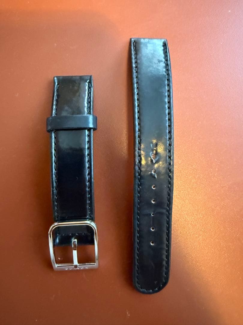 17mm NOMOS ブラックレザーベルト 純正 コードバン ノモス 革ベルト