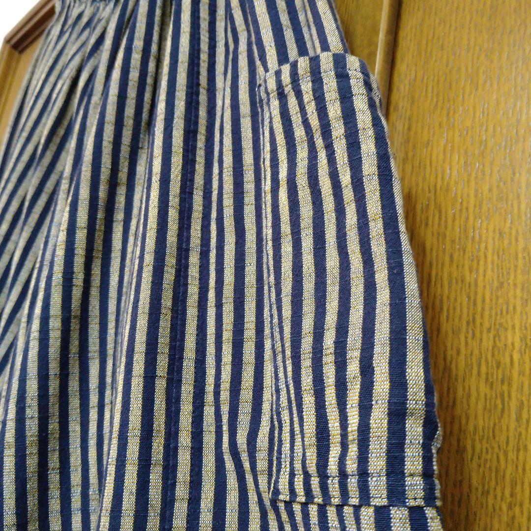 【ヤンマ産業 】会津木綿YAMMAキュロット ガウチョパンツ　棒縞